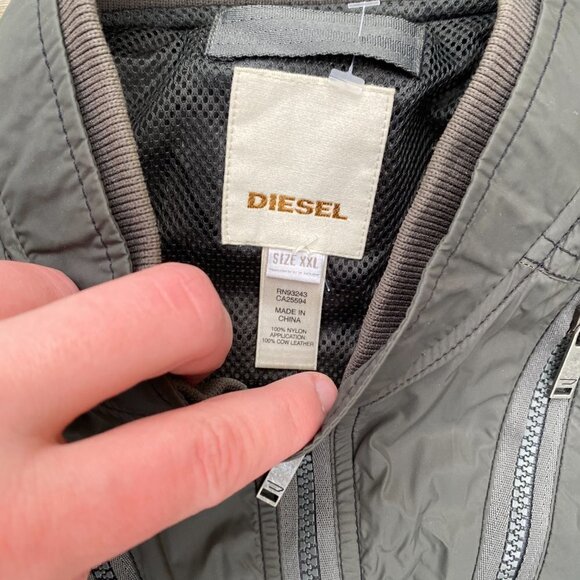 Vintage Diesel Cow Leather Jacket XXL Green - Picture 3 of 16